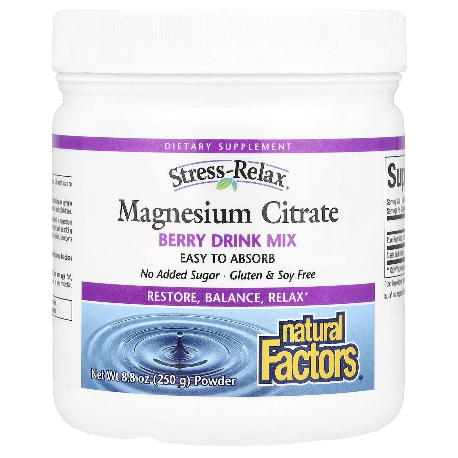 

Stress-Relax®, Magnesium Citrate Powder, Berry Drink Mix, 250G (8.8Oz)