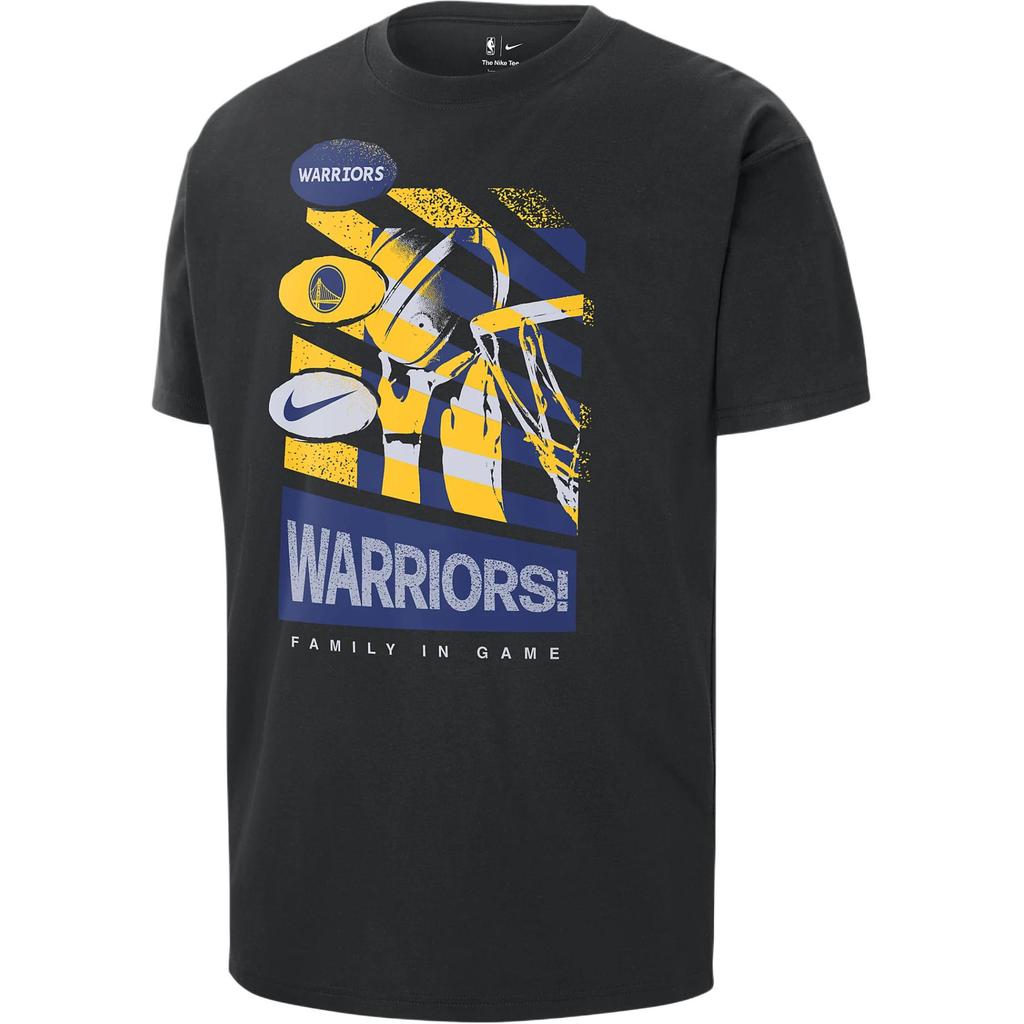 Nike Golden State Warriors Courtside Letter Pattern Printed Breathable Comfortable Short Sleeve T-Shirt Men Tops Black HF1659-010