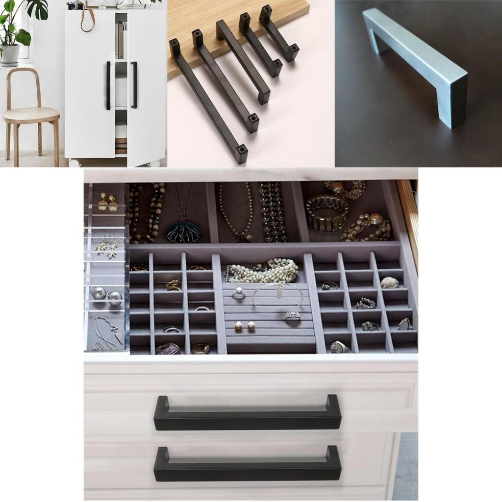 Puxadores Quadrados Pretos Para Móveis Com Superfície Fosca Para Guarda-Roupa de Quarto e Armários de Cozinha