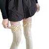 Women Japanese Student Winter Warm Cotton Over Knee Long Socks Elegant Ruffled Lace Top Bowknot Thigh High Stockings