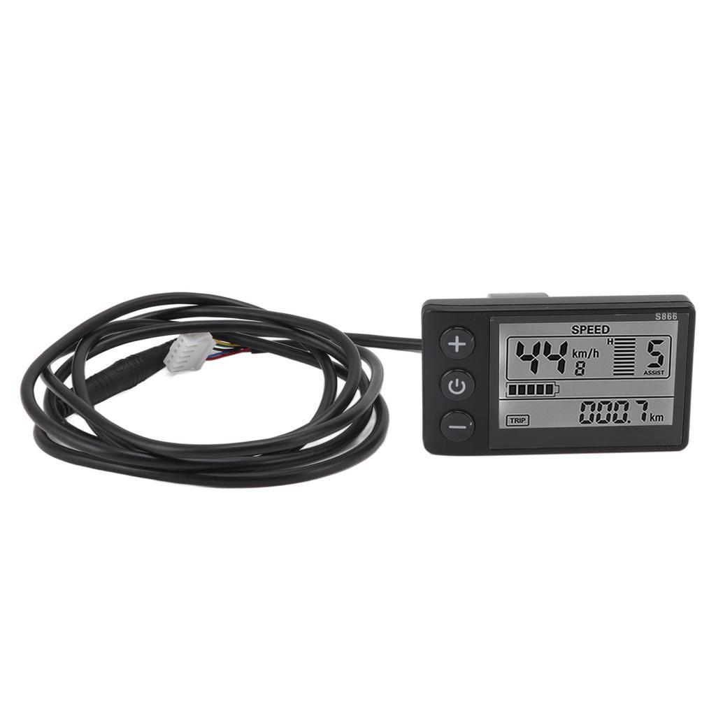S866 Electric Bicycle LCD Display IP65 Waterproof 24V 36V 48V Clear Observation For Electric Scooter