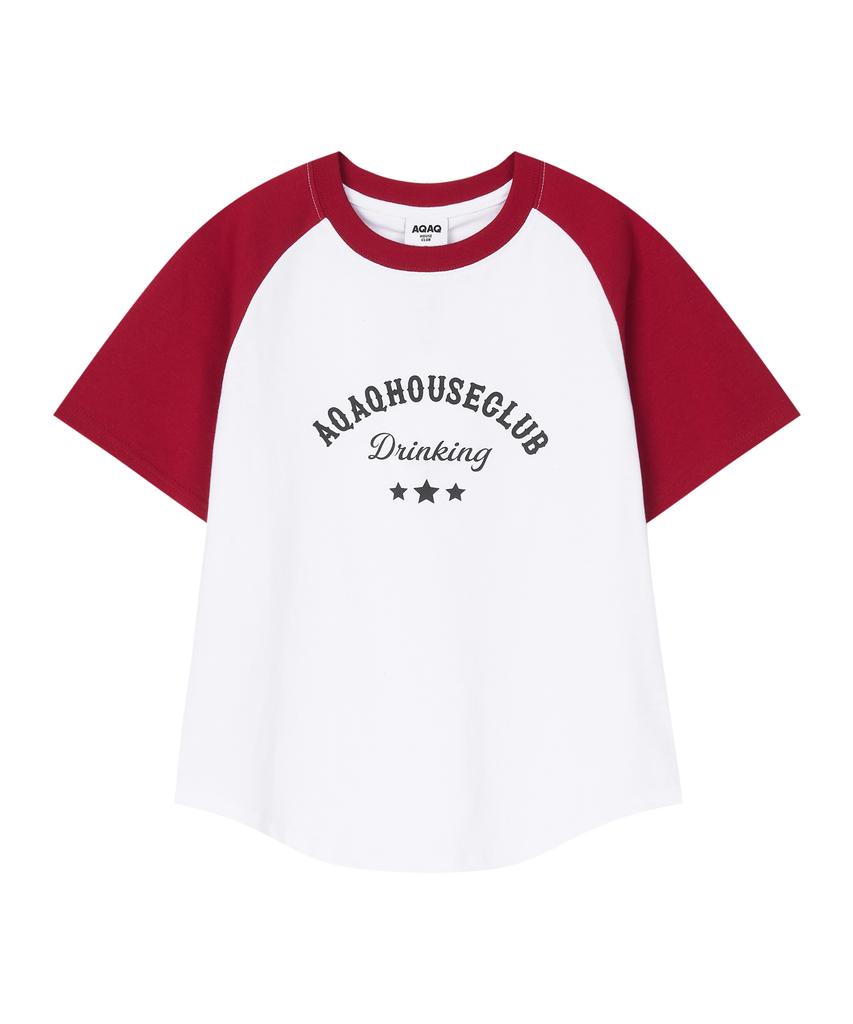 Eikyueikyuhauseukeulleob Color Mix House Raglan T-Shirt [Red]