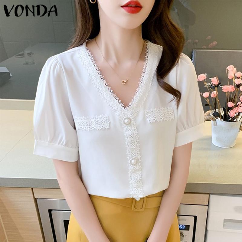 

VONDA Летние женские однотонные повседневные топы с короткими рукавами