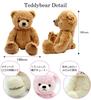 Sears Double Ring Top Necklace with Diamond and Silver and Pink Teddy Bear April Women's Birthstone, Design, Birthstone, DR-66-TDT-01-P04