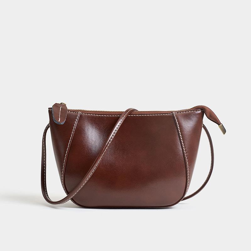The First Layer of Cowhide Bag, Messenger Bag, Women's Versatile New Leather Women's Bag, Retro Simple Shoulder Bag