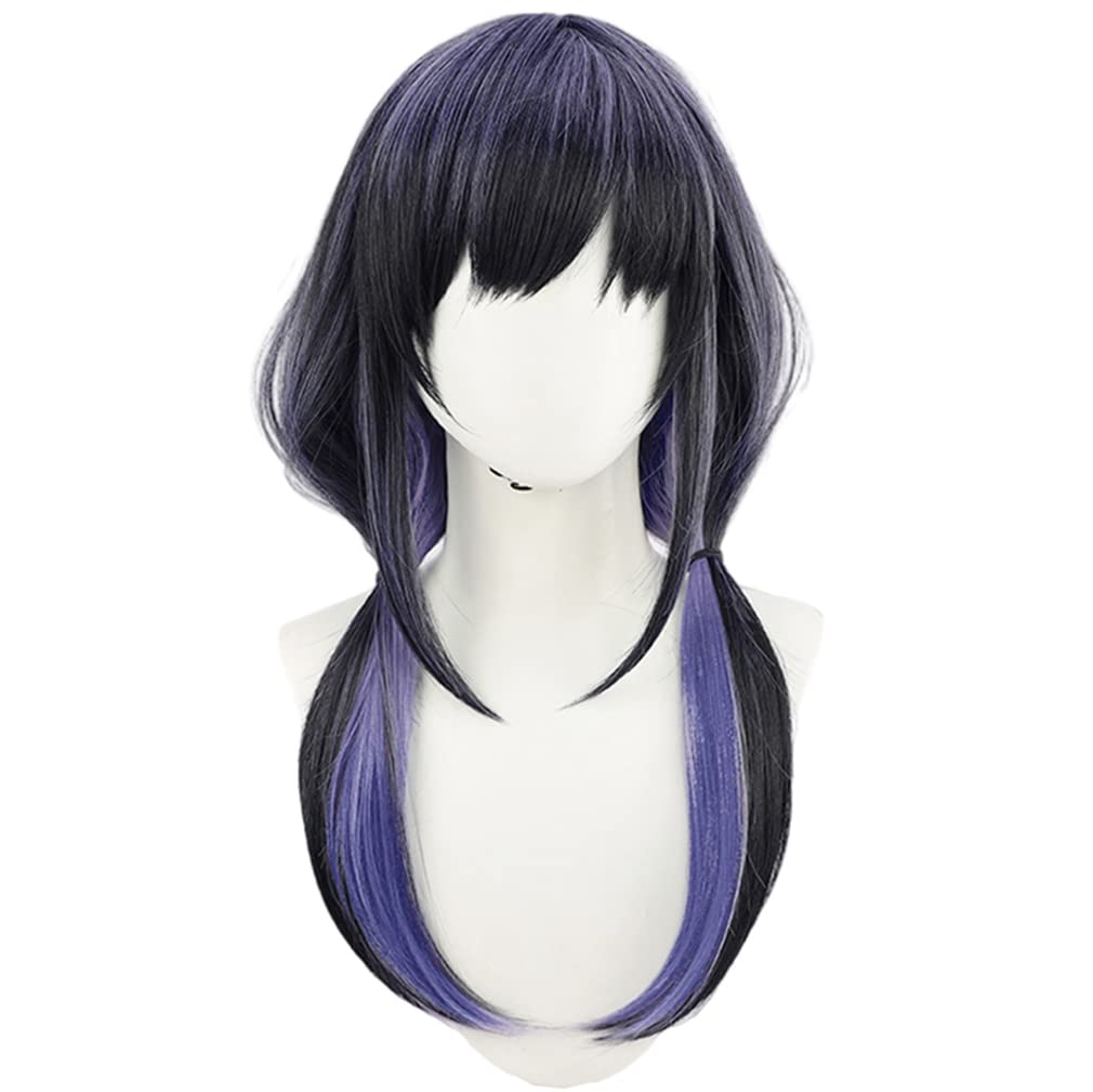 LAOBAO Ponto Nei Cosplay Black and Purple Mesh Costume Accessory for and Halloween Wig, Pigtails, Wig, Heat-Resistant, Parties, Festivals, (A)
