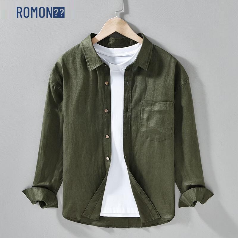 

Romon Men s Linen Long Sleeve Casual Shirt 2XL