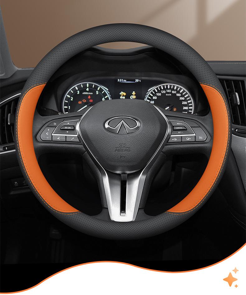 Leather Steering Wheel Cover for Infiniti QX60, QX50, QX80, Q50L, QX55, FXG Series Cars