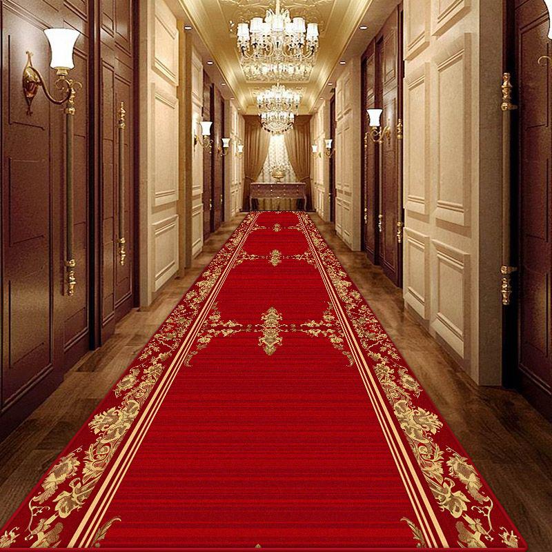 Senior Home Corridor Decoration Carpet Luxury Foldable Wedding Lobby Entryway Red Long Rug Hotel Hallway Non-slip Mat Easy Clean