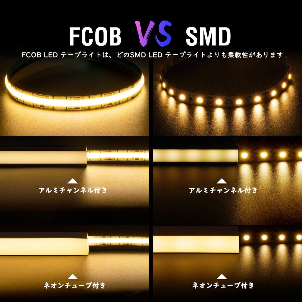 BTF-LIGHTING FCOB COB CCT LED Strip Light, Flexible, USB Light, High Density, 1M, 640 LEDsm, Warm White, Neutral White, 3000K-6000K, 10mm Wide Strip,