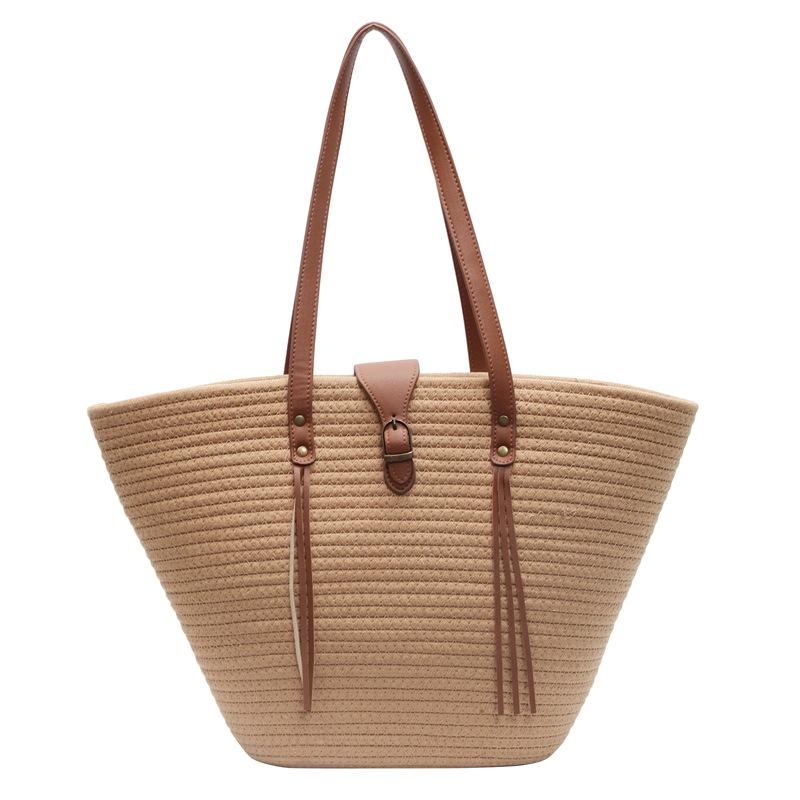 2025 new casual small fresh woven underarm beach bag commuter large capacity commuter vegetable basket tote bag women