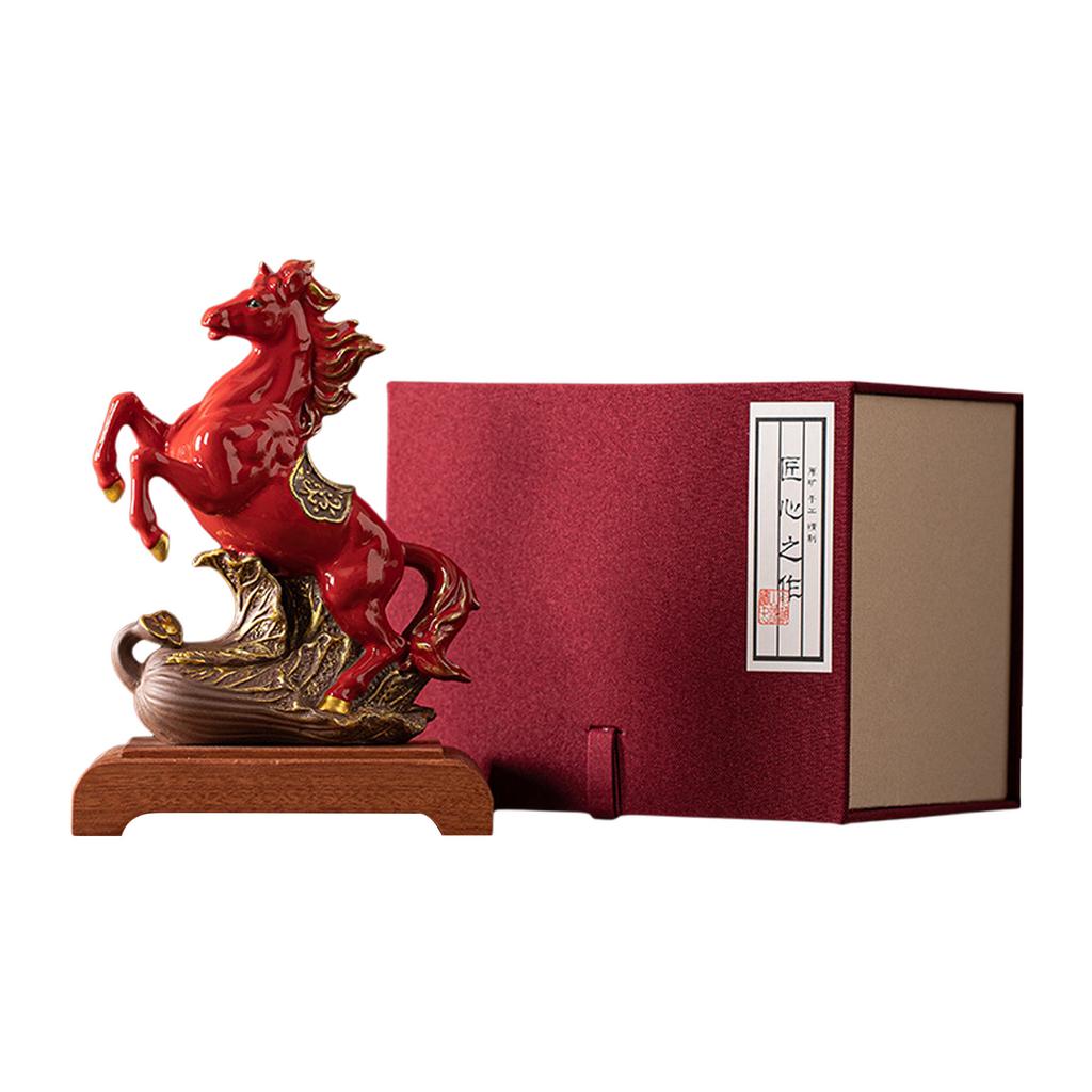 Chinese Fire Horse Decoration Zodiac Animal Sculpture Home Tabletop Ornament Chinese New Year Horse Figurine Home Office Decor