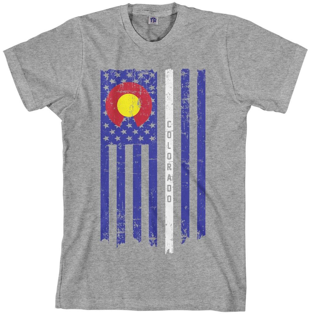 Colorado State American Flag Men s T shirt Denver US Pride S