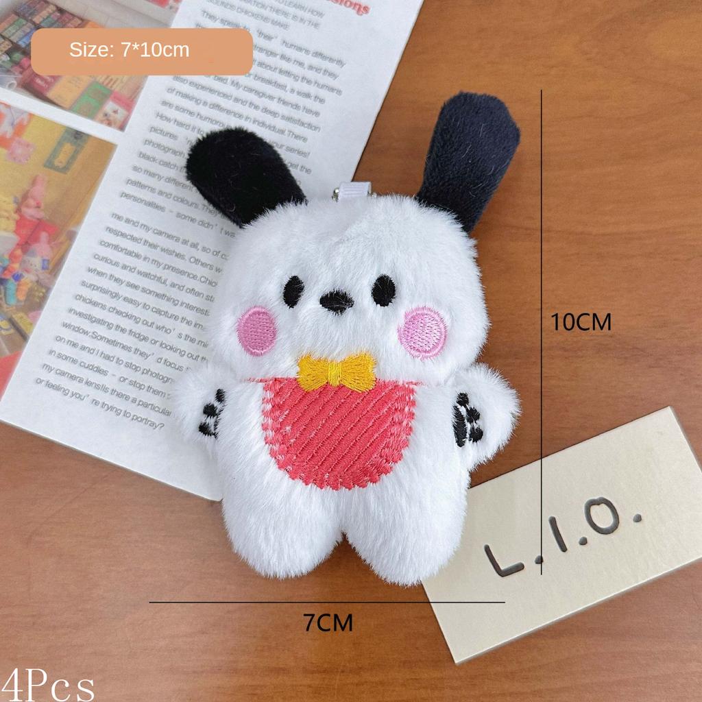 4 Stück Cartoon Plüsch Lätzchen Welpen Anhänger Mädchen Rucksack Anhänger Kreative Puppe Plüschtier