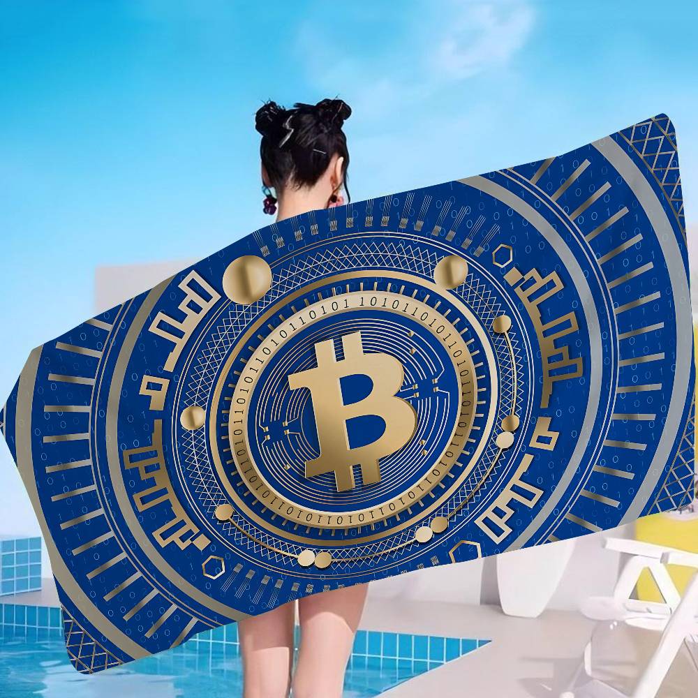 Popular Logo Bitcoin Microfiber Beach Towel Absorbent Quick Dry Soft Yoga Swimming Resort Mountain Climbing Towel