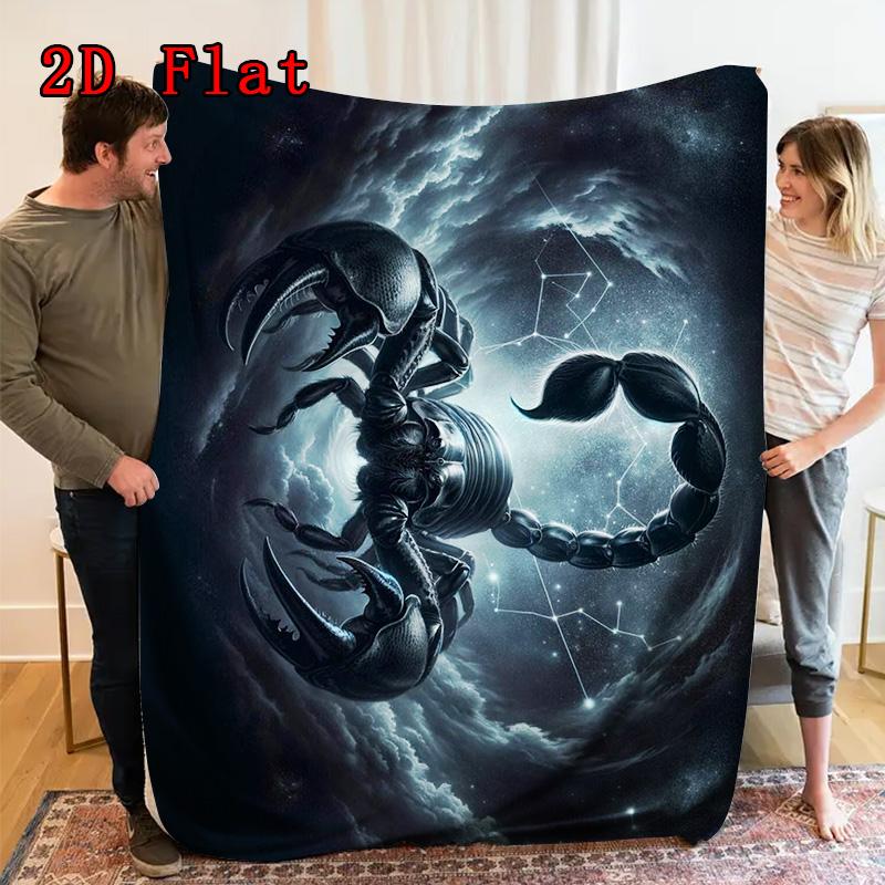 Dark Scorpion 2D Flat Pattern Flannel Blanket High quality All Seasons Warmth and Comfort Perfect for Christmas Gifts.MMT0918111