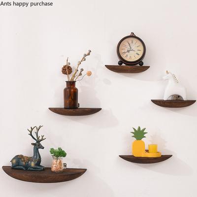 Paulownia Wall Shelf Solid Wood Wall-mounted Decoration Storage Rack Home Living Room Background Wall Organize Decorative Shelf