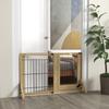 Extendable Dog Gate with Door and 2 Panels, Triangular Feet, 112-159x70 Cm, Natural Wood