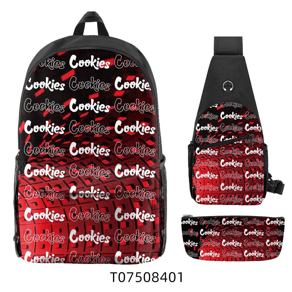 Cook Backpack Student School Bag Lightweight Polyester Backpack Three-Piece Set