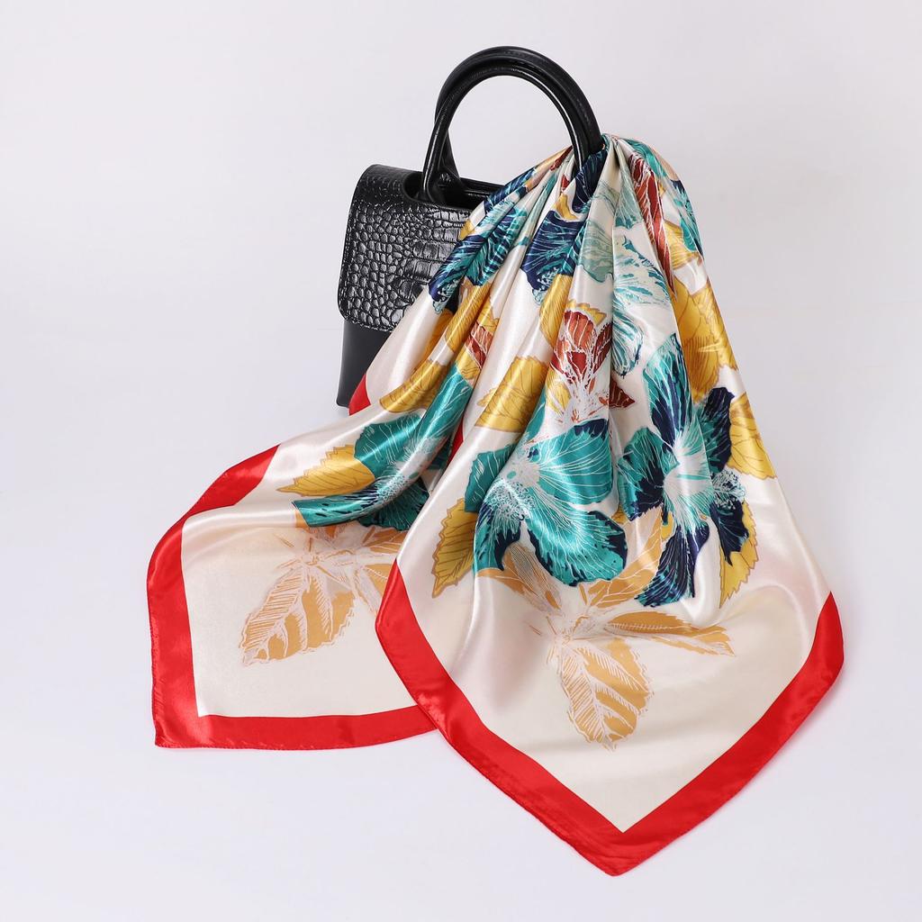 Women's Baotou Artificial Silk Satin Silk Scarf 90cm Printing Square Scarf Silk Scarf
