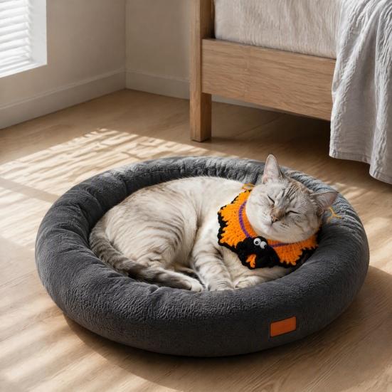 Clothing Halloween Pet Costume for Cats Small Dogs, Handmade Crochet Witch Hat Bib Puppy Party Accessories Collar, Adjustable Holiday Dog Cat