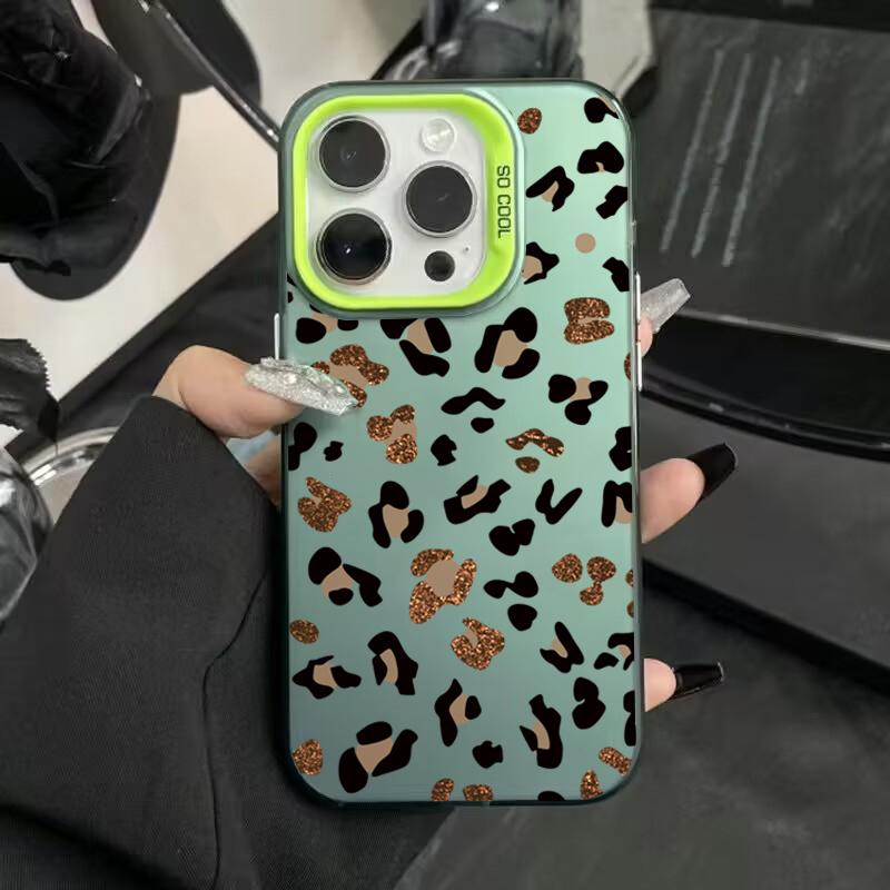 Luxury leopard print Electroplate Silver IMD Phone Case For iPhone 16 15 14 11 12 13 Pro Max Plus 7 8 Plus X XR XS Hard Cover