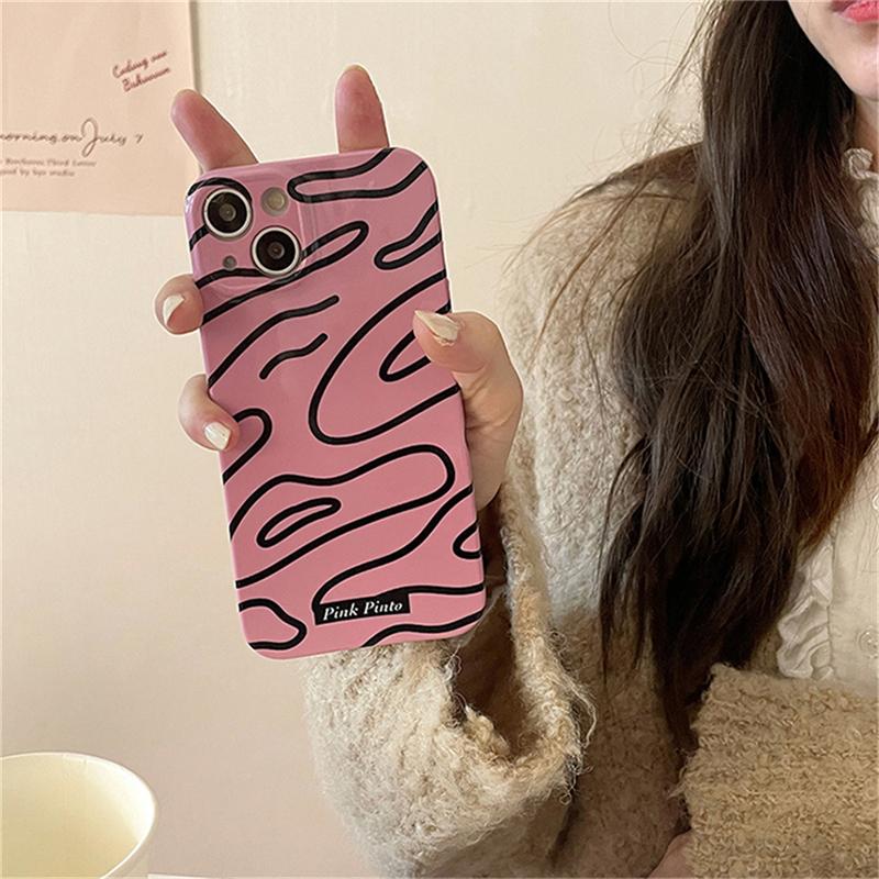 Ins Corea Estetica Graffiti Linee Flim Cassa Del Telefono Per Il Iphone 14 13 12 11 Pro Max Cute Cartoon Bunny Antiurto Hard Cover Funda