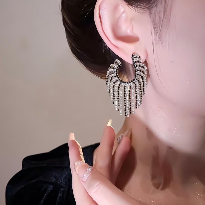 Exaggerated Stylish Earrings Asymmetrical Geometric Tassel Earrings Classysense of Internet Celebrity Retro Earrings