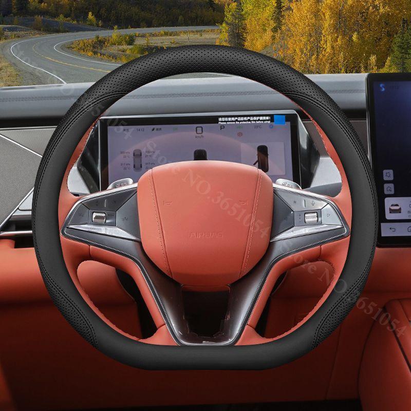 For BYD Tang L ATTO 8 Car Steering Wheel Cover Napa Leather Ultra-thin Anti Slip Car Handle Covers Interior Decor Accessories