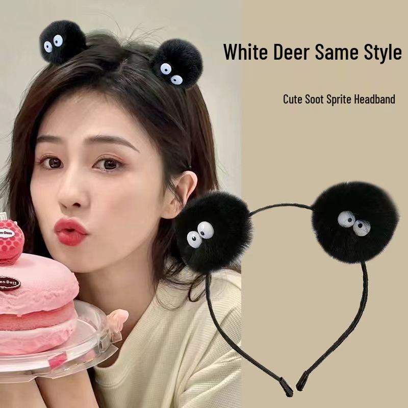 

Otter Rabbit Fur Plush Headband: Cute Non-Slip Hair Accessory for Women s Autumn & Winter чорний