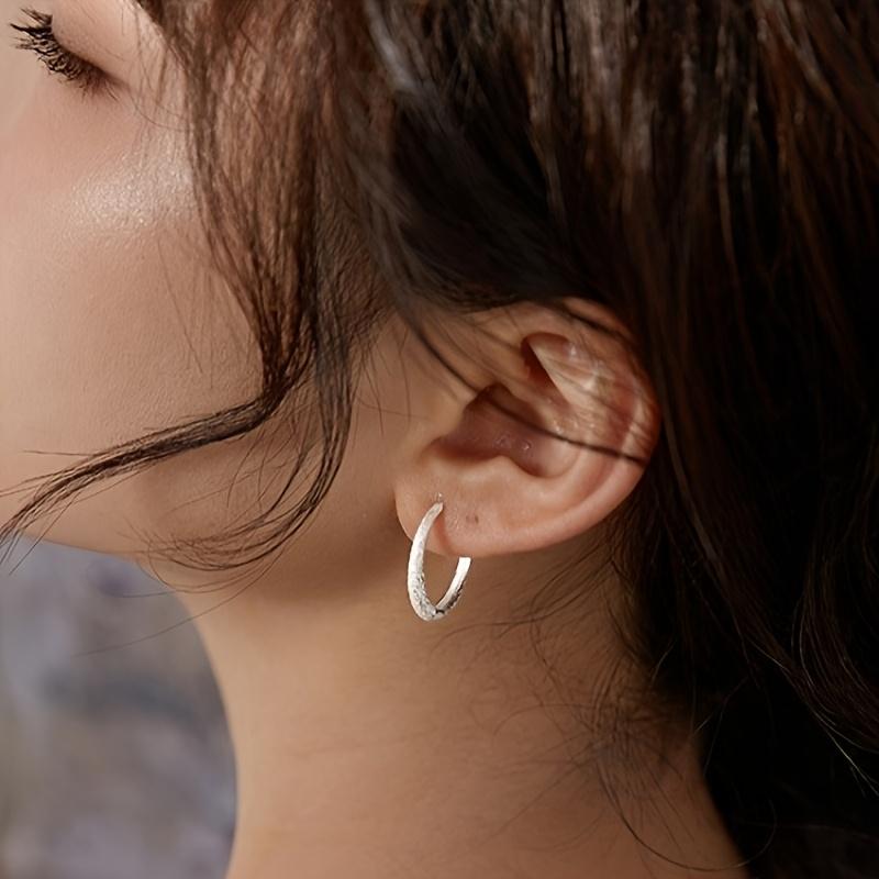 925 Sterling Silver Earrings Women's Circles Premium Sensitive Ear Bone Nails Sleeping Free Ear Hole Earrings Earrings Earrings