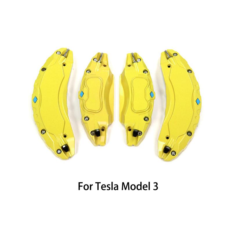 Capac etrier de frână potrivit pentru Tesla Model 3 18 19 inch, butuc de roată din aliaj de aluminiu, set de 4 accesorii pentru etrier auto, cu autocolante