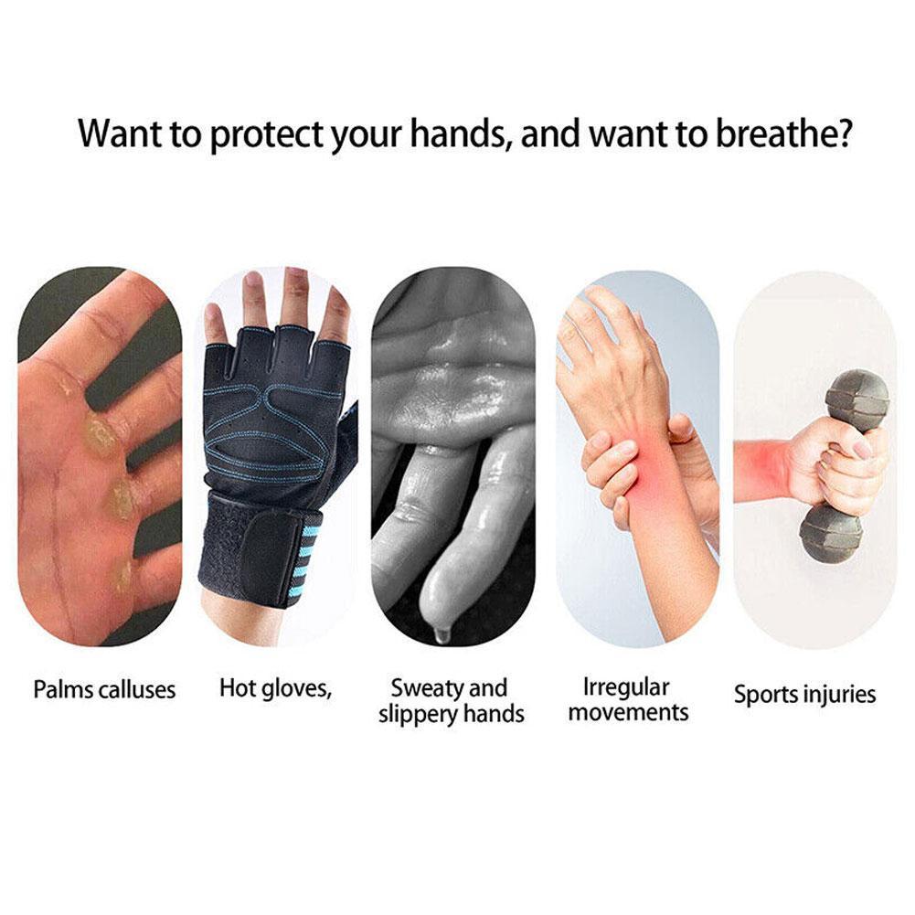 Gym Gloves Grips Anti-Skid Wrist Straps Protector for Weightlifting Support Bench Press Pull-up Fitness Gloves Palm Protection