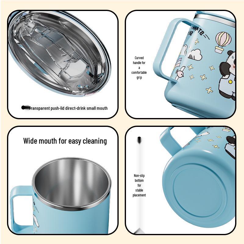 Beerus Team Stainless Steel Mug: Cute Cartoon Style, Leak-Proof, Dustproof, with Lid for Coffee, Tea, or Water.
