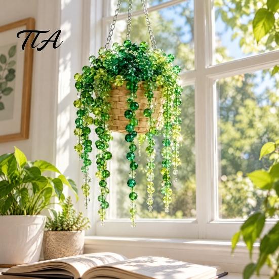 DIY Potted Plant Making Set Beaded Kit, Green Bead Craft Art Hanging And Gift for Adults Crafting Kit Adults, Handmade Gift, Home Desktop Decor