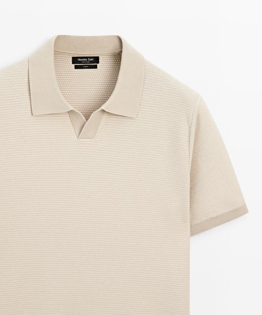 Masimodutti 100% Cotton Contrast Knit Polo Sweater