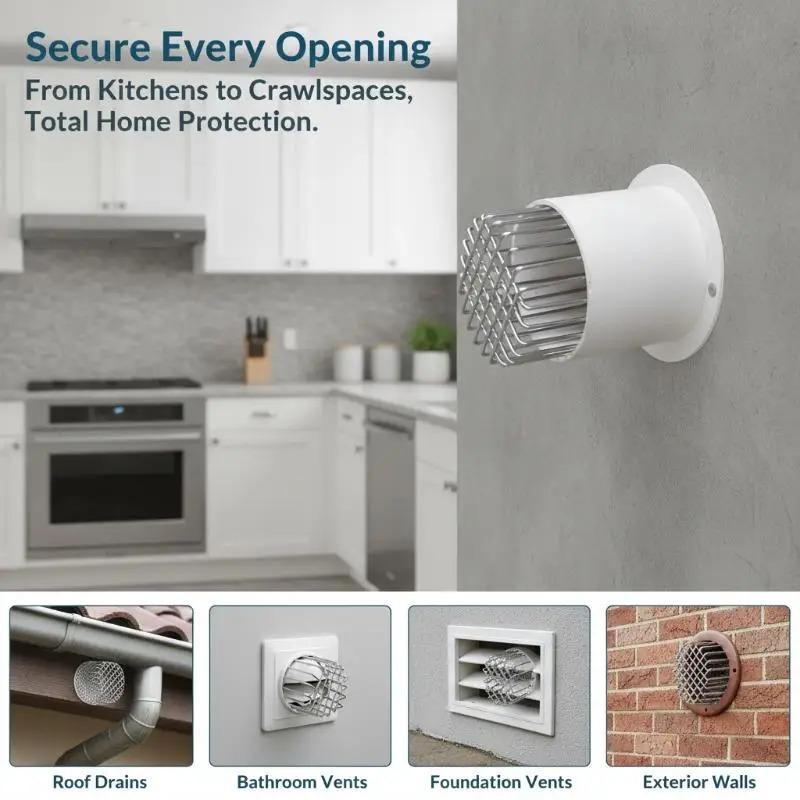 PVC Vent Pipe Cap Stainless Steel Anti-Rodent Bird Guard Grid Fast Exhaust Vent Cover for Indoor Garage Vent Duct