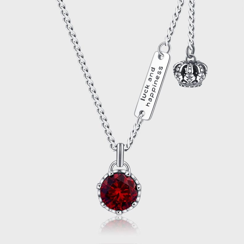 S925 Sterling Silver Crown Retro Necklace Women's Brand Letter Niche Design Premium Clavicle Chain