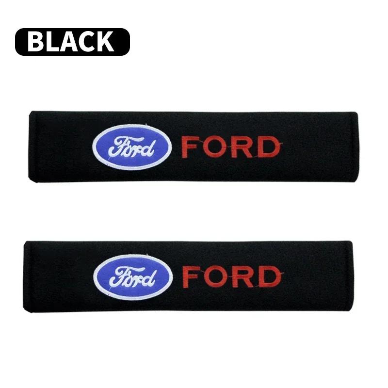 

New 2026 Car Sticker 2025 Hot 2pcs Car Seat Belt Covers Cotton Shoulder Pads For Ford Focus Fiesta Ranger Mondeo Escort Falcon F чёрный