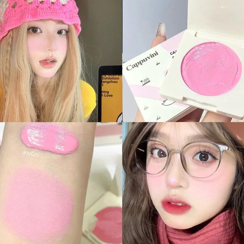 Peach Pink Creamy Blush Cheek Rouge Contouring Brightening Waterproof Eyeshadow Blusher Face  Makeup Cosmetics