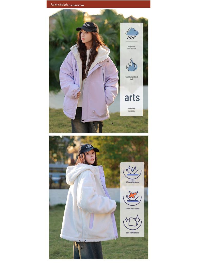 High-Quality Reversible Lambswool Fleece Hooded Jacket