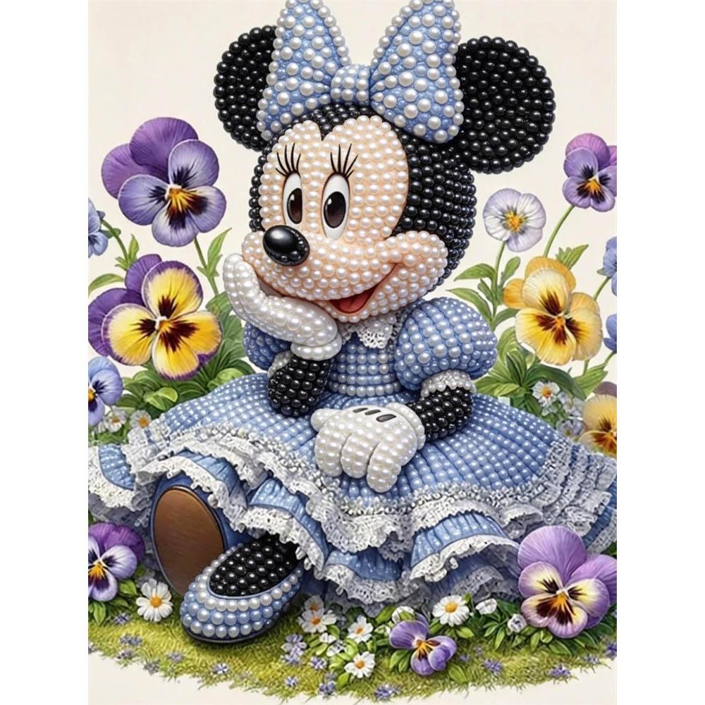 

Disney Minnielight blue lace Lolita dressDIYpearl art piece handmade gift suitable for wall decoration suitable for both home and office environments 35x45cm