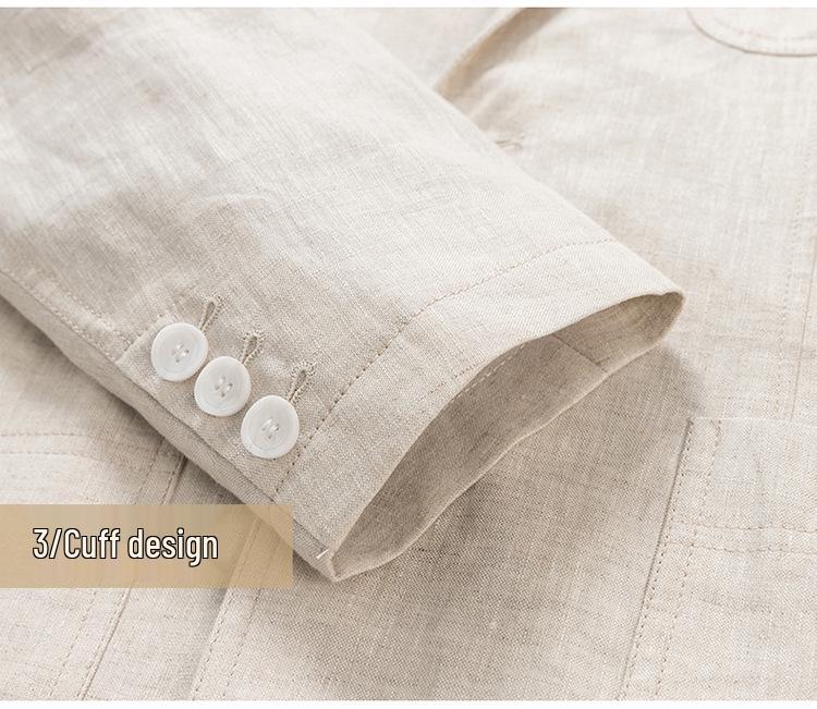 Men's Summer Linen Casual Blazer - Lightweight Suit for Young and Middle-Aged