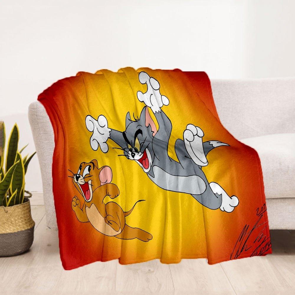 Tom & Jerry Kinder Cartoon Poster Wandkunst DekorationDecke Flanell Überwurfdecke für Sofa, Bett, Reisen, Camping, Büro