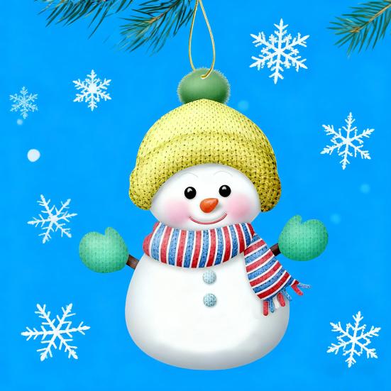 7 Pcs Snowman Christmas Ornament Personalized Family Name Acrylic Snowman Christmas Hanging Decoration for Xmas Tree Holiday Party Decor