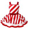 Figure Ice Skating Dress for Girls Holiday Costume Christmas Candy Cane Dress Kids Sleeveless Xmas Party Dress