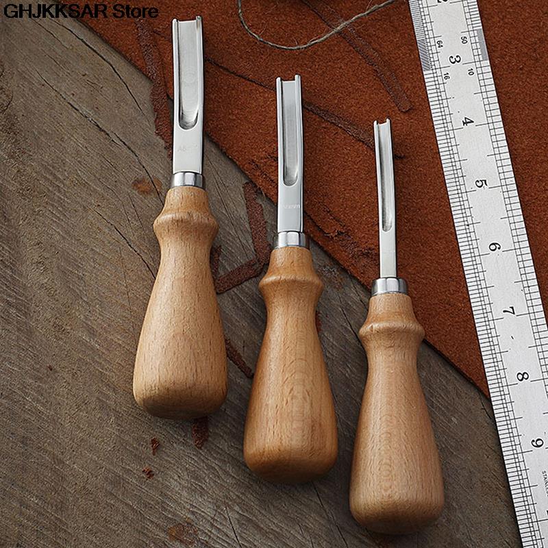 1PC DIY Leather Craft Edge Beveler Skiving Beveling Knife Cutting Hand Craft Tool with Wood Handle