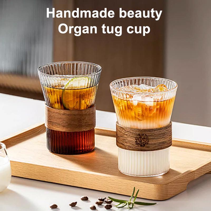 Japanese Vertical Pattern Milk Glass Tea Cup Transparent Wine Glass Anti-Scalding Insulation Brewing Fair Cup Coffee Drinkware
