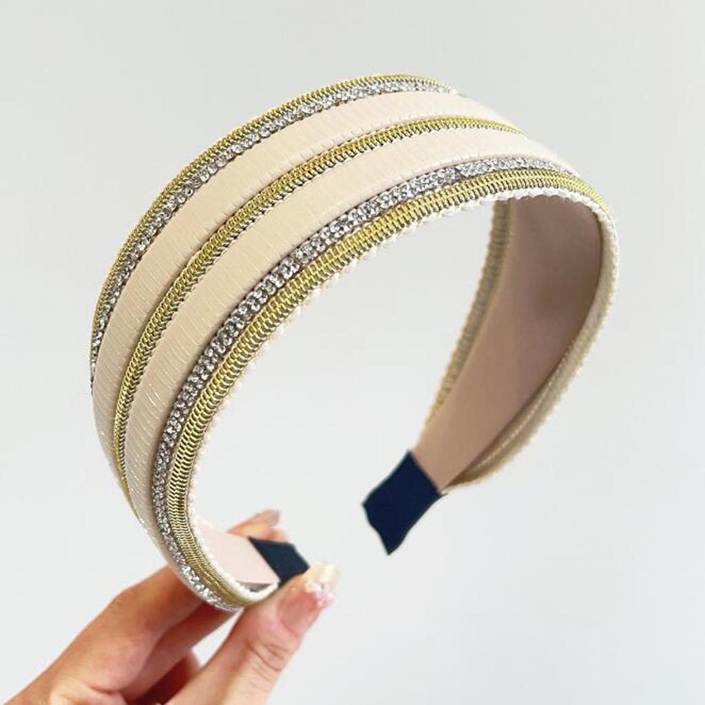 PROLY New Fashion Headband For Women Wide Side PU Leather Hairband Top Quality Shining Rhinestone Hair Accessories