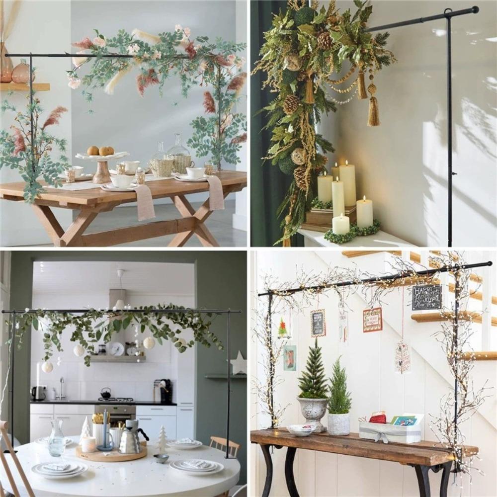 Con abrazaderas sobre la mesa, soporte de varilla ajustable para decoración colgante de fiesta, soporte de arco de mesa, soporte de arco de flores con globos de metal para mesa